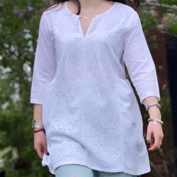 Mini Floret Eyelet Tunic (Attached Lining) main image 1